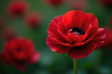 Obraz premium Macro shot of Ranunculus bud details in red and black, detail, ranunculus, nature