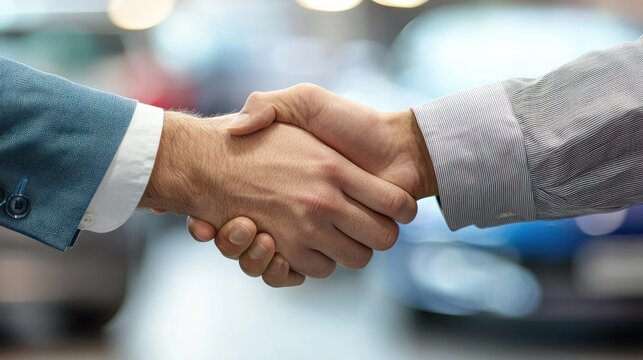 Sales representative shaking hands with a satisfied customer