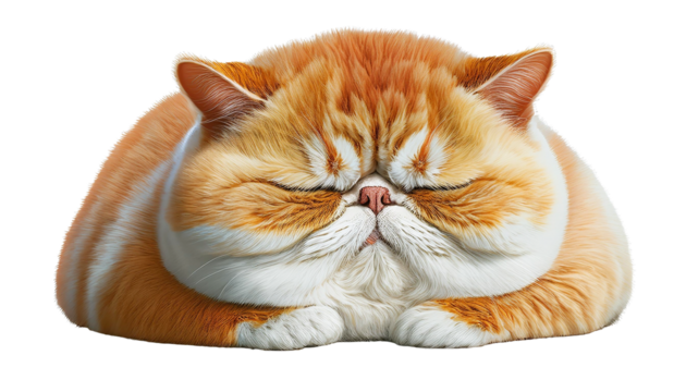 flat nose fat orange cat sleeping adorable