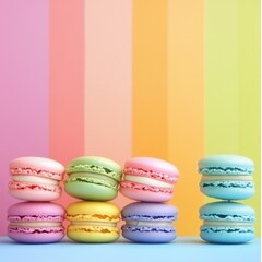 Obraz premium Pastel Macarons Rainbow