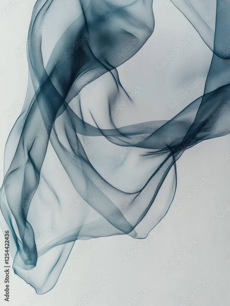 Poster softly flowing silk fabrics create an elegant composition against a neutral background with subtle l