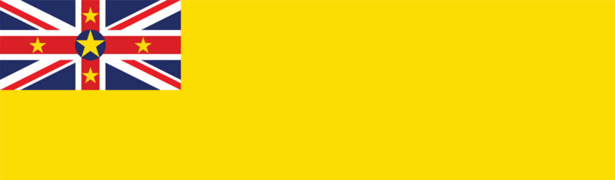 Flag of Niue. Niue flag long banner digital vector illustration
