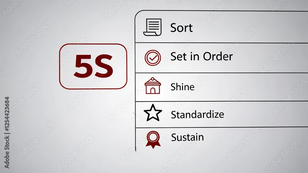 Poster the 5s sort set in order shine standardize and sustain, 5s methodology visual guide and checklist