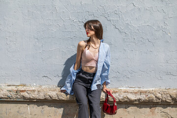 Portrait of a young beautiful brunette girl