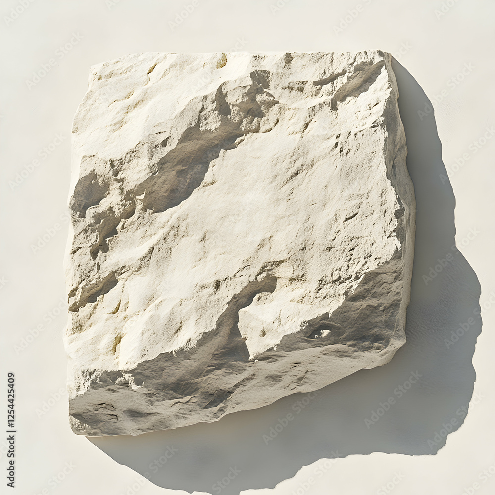 Aufkleber striking stone piece displaying unique textures and a sharp shadow, set against a clean backdrop hig