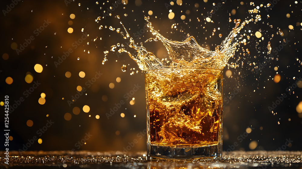 Poster wine splashing out of a glass in a dynamic motion