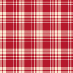 Bright Red Tartan plaid check pattern texture. Seamless vector pattern. Perfect for textile or print design. Vector illustration.