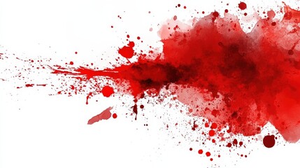Dramatic Red Paint Splatter on White Background for Artistic and Graphic Design Projects, Perfect for Creative Uses and Modern Aesthetic Applications