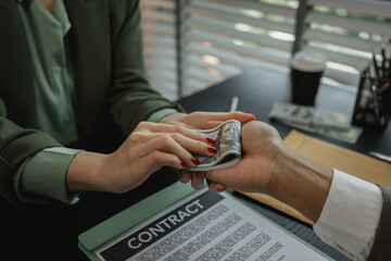 a client is bribing the opposing lawyer in order to win a case, the lawyer is acting unethically...