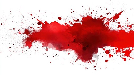Red Paint Splatter on White Background Creating an Abstract Dynamic Artistic Effect for Creative Design Projects and Expressive Artworks