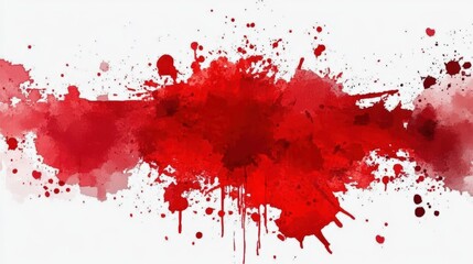 Vibrant Red Paint Splatter on a Crisp White Background for Artistic and Creative Projects
