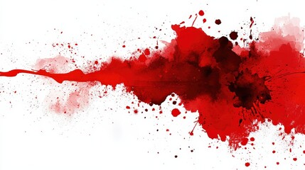 Vibrant Red Paint Splatter on a White Background Creating Artistic Expression and Dynamic Contrast for Creative Projects and Designs