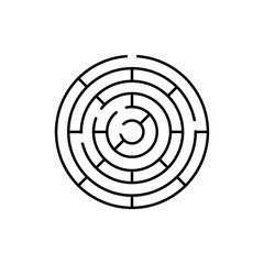 Labyrinth, maze, strategy icon.vector flat black simple linear illustration for web and app..eps