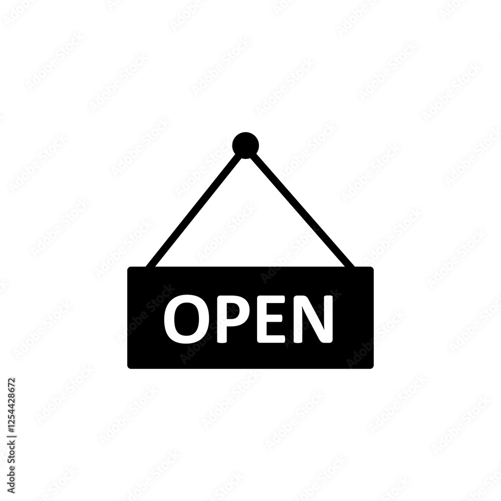 Poster open sign icon. vector flat black simple trendy style illustration for web and app..eps