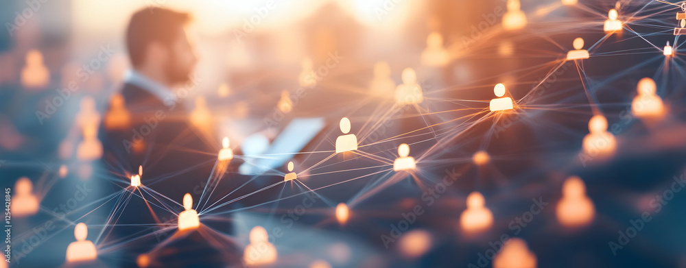 Poster interconnectedness and collaboration, a visual representation of modern networking and global connec
