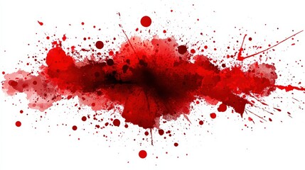 Abstract red paint splatter on a clean white background, perfect for artistic designs, graphics, and bold creative projects