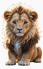Obraz premium Cute male lion on white background