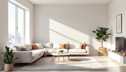 Modern Living Room Interior Design with Corner Sofa