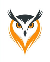 Naklejka premium Stylized Owl Head Design Orange and Grey