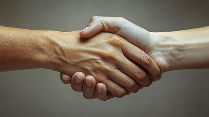 Two hands shaking, agreement, trust, studio, neutral background, business concept.