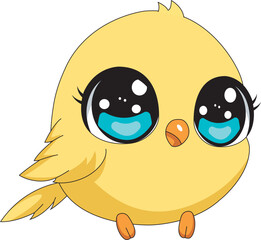 Cute yellow bird vector animal mascot