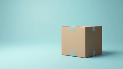 Closed Cardboard Box on Blue Background (1)