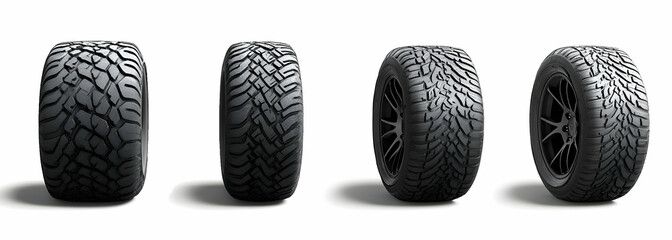 High-Performance Tire Showcase, A Detailed View of Tread Designs and Rim Styles for Automotive Enthusiasts and Industry Professionals