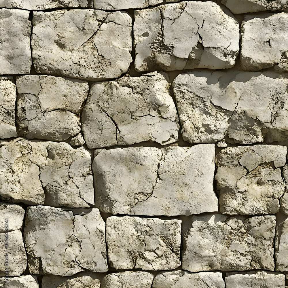 Aufkleber sturdy limestone brickwork, showcasing rough-hewn blocks with textured surfaces and fractured detail