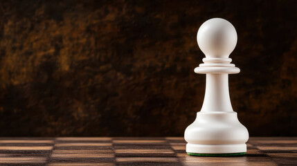 minimalist chess pawn stands on wooden board, showcasing elegance