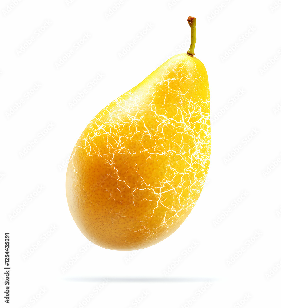Poster textured golden pear with intricate crackle pattern, standing out with unique skin, enhancing visual