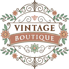 Vintage boutique logo vector with a classic. Generative AI.