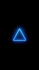 Glowing blue neon triangle shape on a black background, creating a modern and minimalistic design