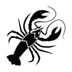 Lobster silhouette icon vector black and white background