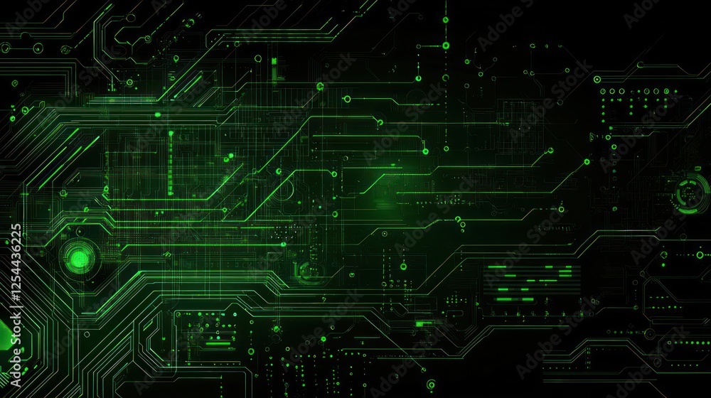 Poster abstract green circuit pattern background