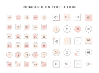 数字のアイコン　セット　バリエーション　番号　ナンバー　イラスト　飾り罫　あしらい　装飾　素材