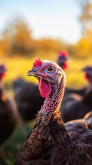 Close-up of a turkey, showing how crop shortages impact animal feed on the farm