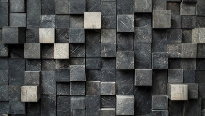 Simple, modern wall texture with charcoal geometric cubes and lines.