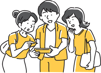 モバイルをチェックする家族