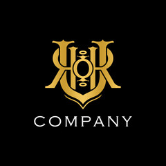 Classic royal vector logotype with letter R R U O monogram