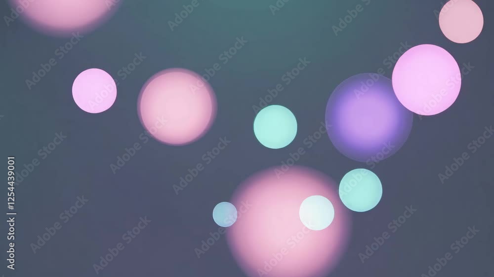 Aufkleber abstract background with pastel colored bokeh circles on a dark backdrop. digital art and dreamy atm