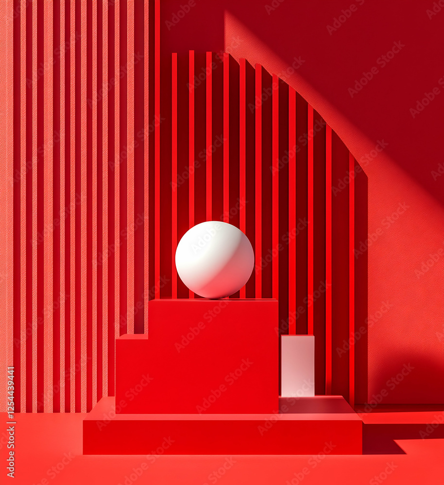 Poster monochromatic harmony, a 3d rendering exploring geometric forms and shadow play in a singular, vibra