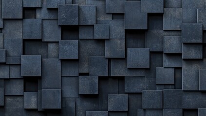 Dark indigo geometric shapes on a textured background, resembling a modern wall.