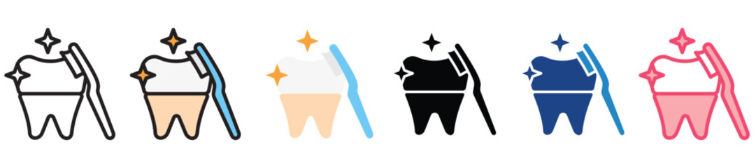 Dental multi-style color icon, mini or small illustration, use for UI, UX, app and web development, digital or print. for health, beauty, personal care, body treatment.