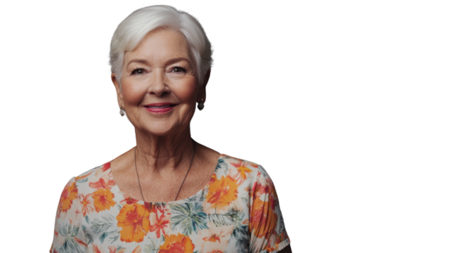 Portrait of smiling senior woman with transparent background