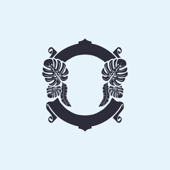 tropical leave frame decoration art vector