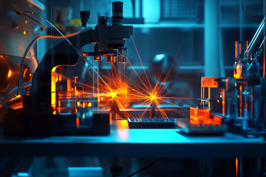 Laser technology in advanced scientific laboratory with precision instruments