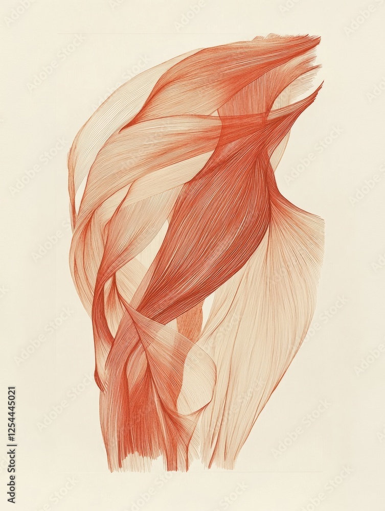 Aufkleber Detailed anatomical illustration of the muscular system showcasing muscle fibers in realistic color and structure. Generative AI