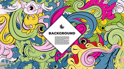 Colorful Doodle Artwork with Diverse Elements, Perfect for Backgrounds, Book Covers, Templates, Flyers, Summer Projects, and Ideal for Coloring Book Designs.