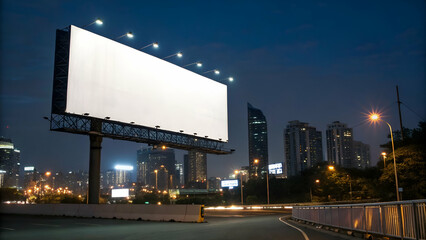 Large Illuminated Billboard in the Heart of the City at Night