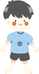 boy in blue shirt and shorts clipart